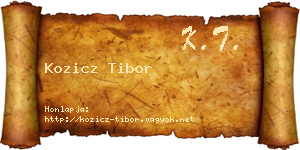 Kozicz Tibor névjegykártya